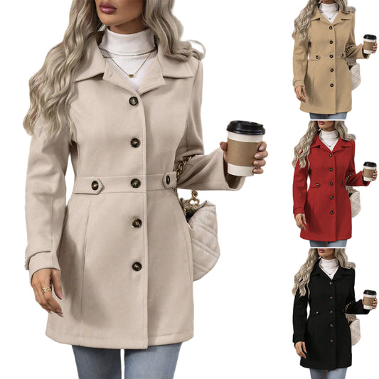 Elegant wool coat —  mid-lenght, refined, perfect for work or outings