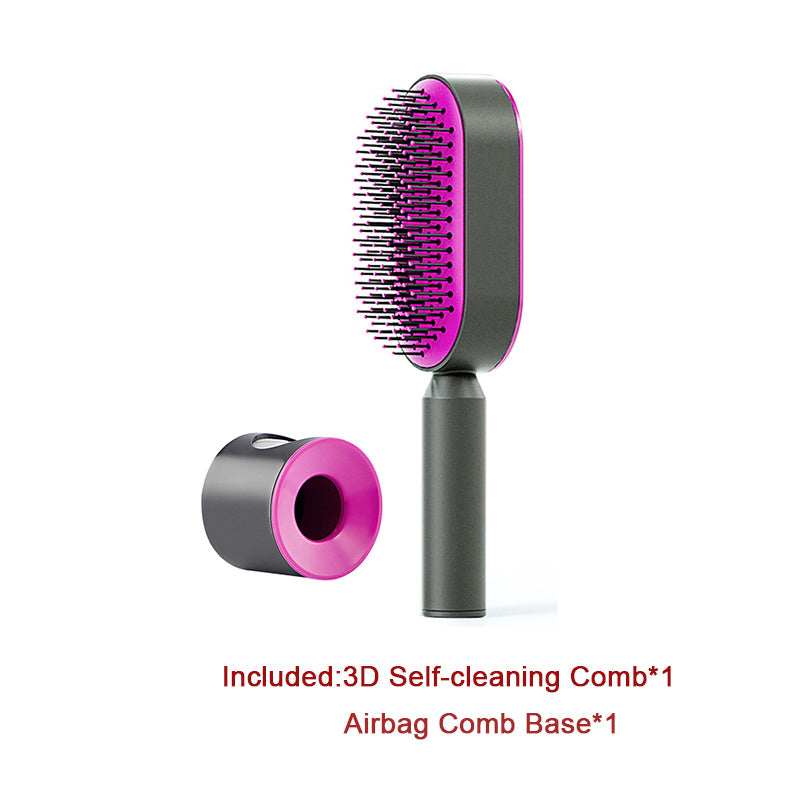 Self-cleaning brush — one click, smooth hair, gentle scalp care