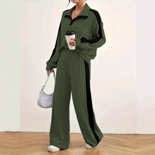 High-end hoodie set — wide-leg pants, chic and comfortable