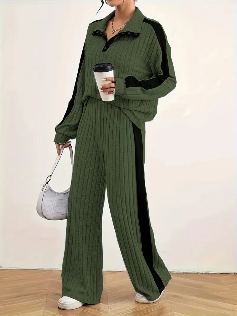 High-end hoodie set — wide-leg pants, chic and comfortable