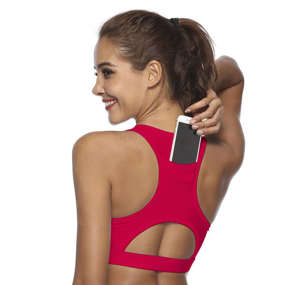 Sports bra with phone pocket — supportive, practical, stylish