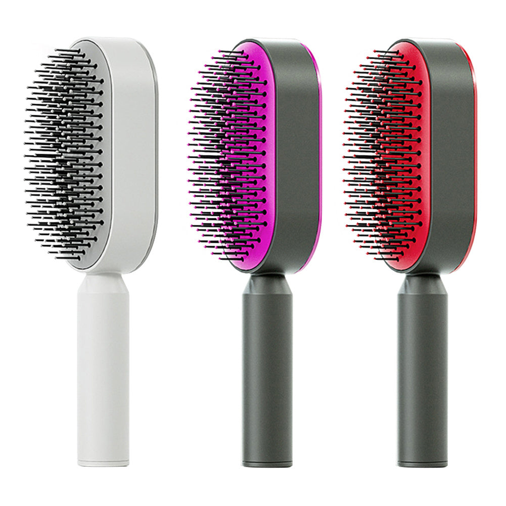 Self-cleaning brush — one click, smooth hair, gentle scalp care