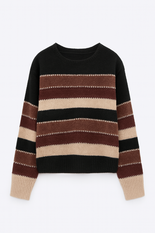 Gestreifter Strickpullover — lässig, warm und stilvoll für Herbst und Winter
