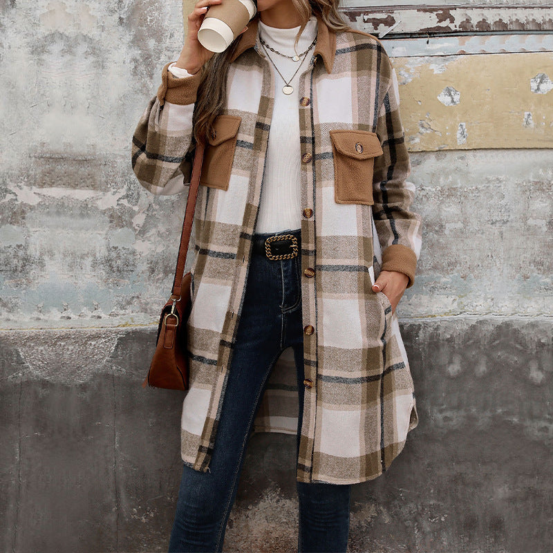 Chic plaid coat — warm, soft, with pockets for winter style