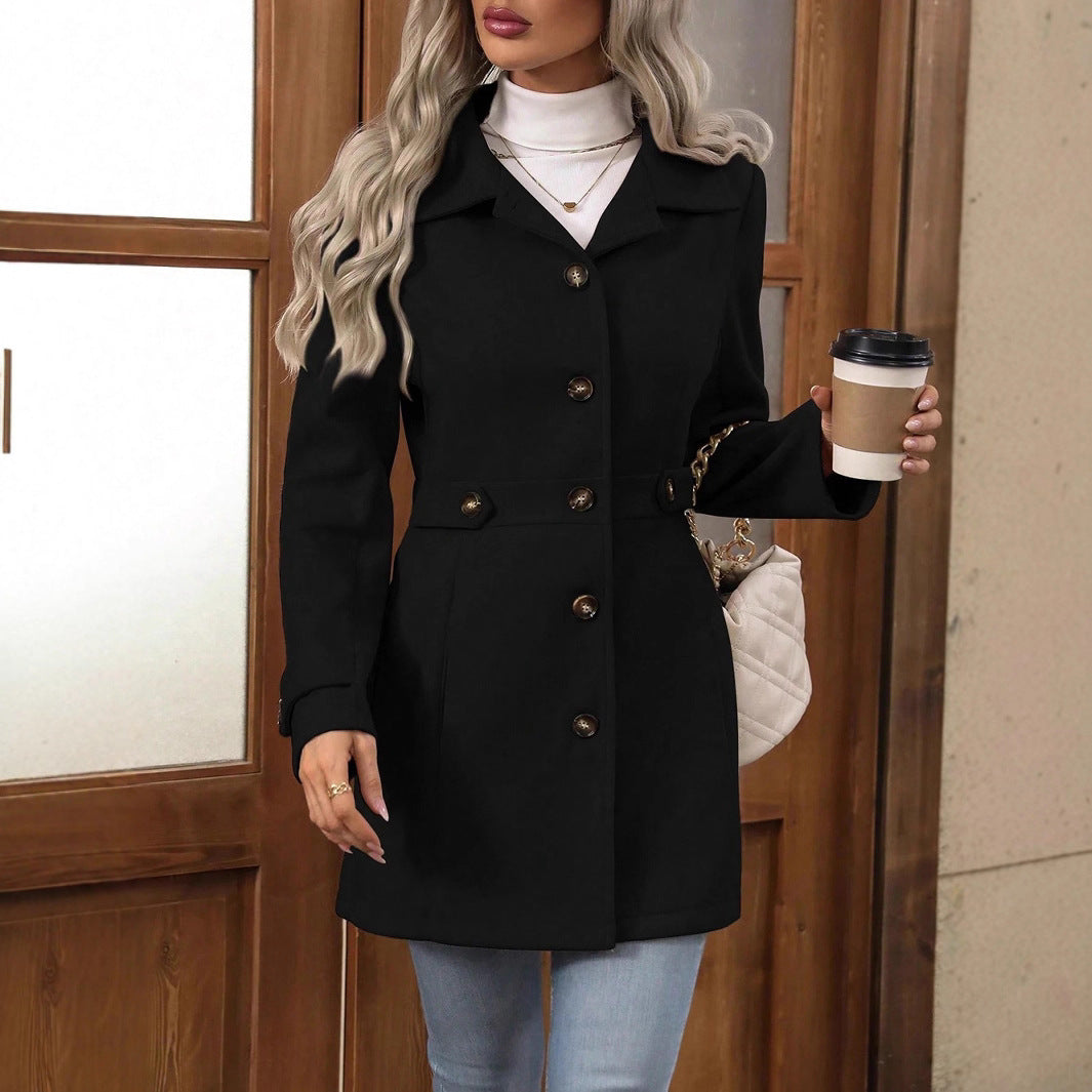 Elegant wool coat —  mid-lenght, refined, perfect for work or outings