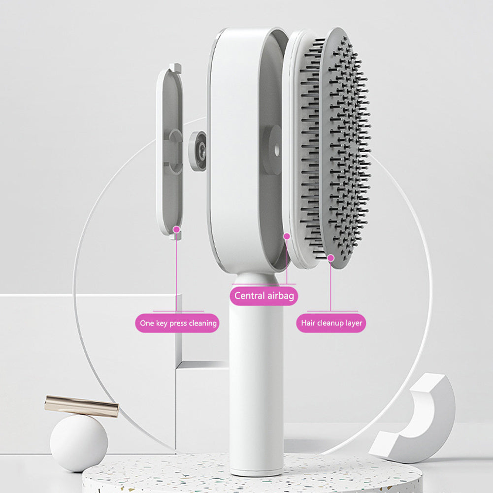 Self-cleaning brush — one click, smooth hair, gentle scalp care