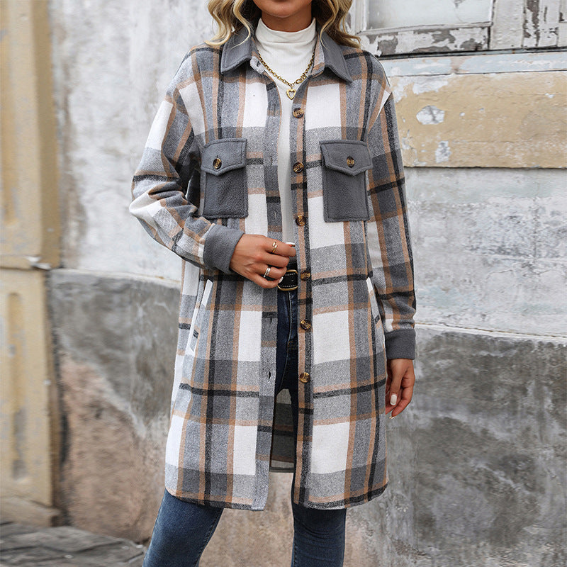 Chic plaid coat — warm, soft, with pockets for winter style