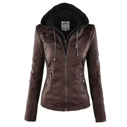 Faux Leather Jacket Women 2025 Basic Jacket Coat Female Winter Motorcycle Jacket PU Leather Zipper Hoodies Outerwear Chaqueta