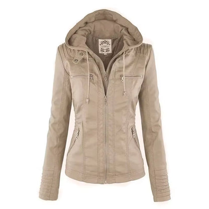 Faux Leather Jacket Women 2025 Basic Jacket Coat Female Winter Motorcycle Jacket PU Leather Zipper Hoodies Outerwear Chaqueta