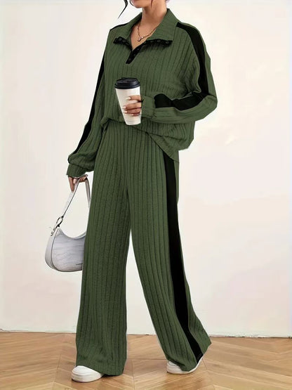 High-end hoodie set — wide-leg pants, chic and comfortable