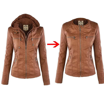 Faux Leather Jacket Women 2025 Basic Jacket Coat Female Winter Motorcycle Jacket PU Leather Zipper Hoodies Outerwear Chaqueta