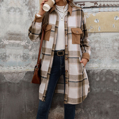 Chic plaid coat — warm, soft, with pockets for winter style