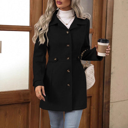Elegant wool coat —  mid-lenght, refined, perfect for work or outings