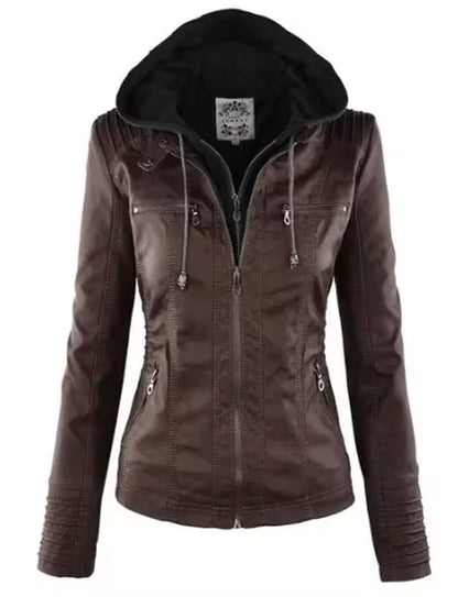 Faux Leather Jacket Women 2025 Basic Jacket Coat Female Winter Motorcycle Jacket PU Leather Zipper Hoodies Outerwear Chaqueta
