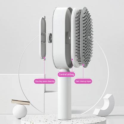 Self-cleaning brush — one click, smooth hair, gentle scalp care