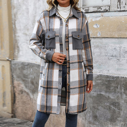 Chic plaid coat — warm, soft, with pockets for winter style