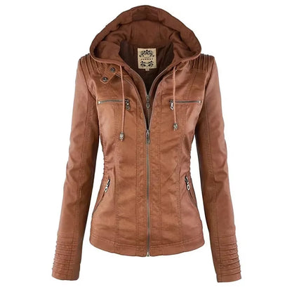 Faux Leather Jacket Women 2025 Basic Jacket Coat Female Winter Motorcycle Jacket PU Leather Zipper Hoodies Outerwear Chaqueta