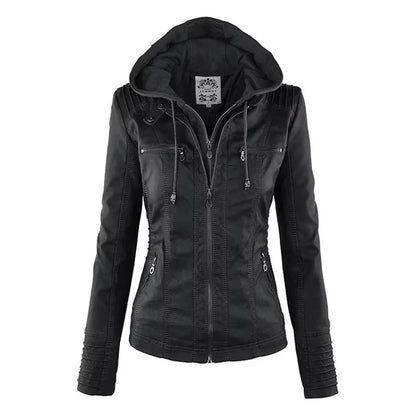 Faux Leather Jacket Women 2025 Basic Jacket Coat Female Winter Motorcycle Jacket PU Leather Zipper Hoodies Outerwear Chaqueta